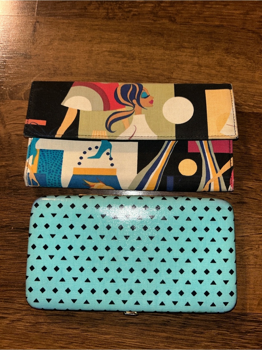 Colorful Patterned Clutch Wallet – Multi and Aqua